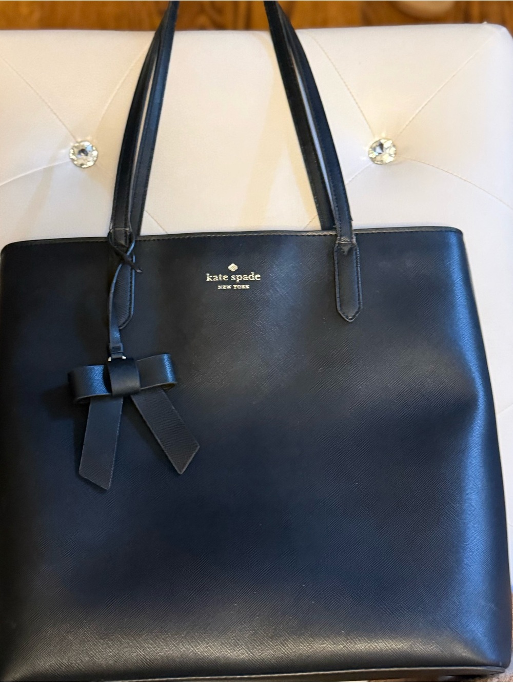 Kate Spade Brynn Saffiano Shoulder Tote Bag Black Leather